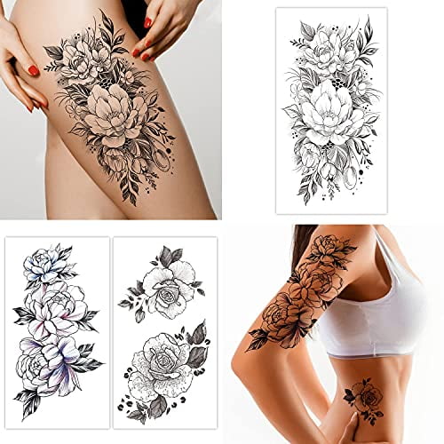 Cerlaza Temporary Tattoos for Women, Henna Fake Flower Tattoos Stickers for Adults, Semi Permanent Half Sleeve Tattoos Body Leg Makeup Waterproof, Flower Tatuajes Temporales-12 Sheets - Walmart.com